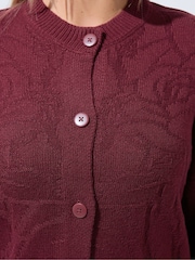 Yours Curve Red Limited Rose Jacquard Cardigan Co-Ord - Image 5 of 7