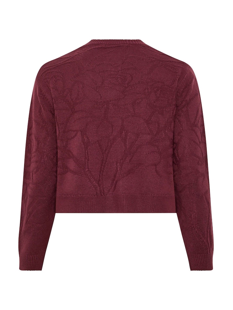Yours Curve Red Limited Rose Jacquard Cardigan Co-Ord - Image 7 of 7 Yours Curve Red Limited Rose Jacquard Cardigan Co-Ord - Image 7 of 7