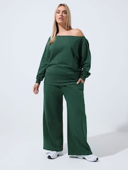 Verde - Pantalones de chándal a juego con pernera ancha Limited de Yours Curve - Imagen 2 de 6