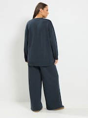 Көк - Yours Curve Crew Neck Sweatshirt & Wide Leg Joggers - 6суретінің 2 суреті