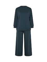 Көк - Yours Curve Crew Neck Sweatshirt & Wide Leg Joggers - 6суретінің 5 суреті