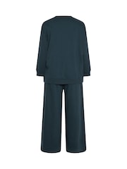 Көк - Yours Curve Crew Neck Sweatshirt & Wide Leg Joggers - 6суретінің 6 суреті
