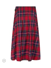 PixieGirl Petite Red Checked Buckle Midi Skirt - Image 6 of 6