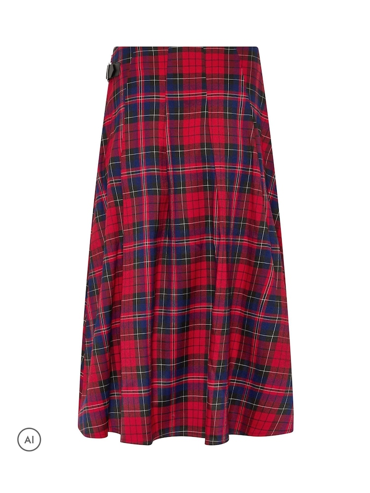 PixieGirl Petite Red Checked Buckle Midi Skirt - Image 6 of 6 PixieGirl Petite Red Checked Buckle Midi Skirt - Image 6 of 6
