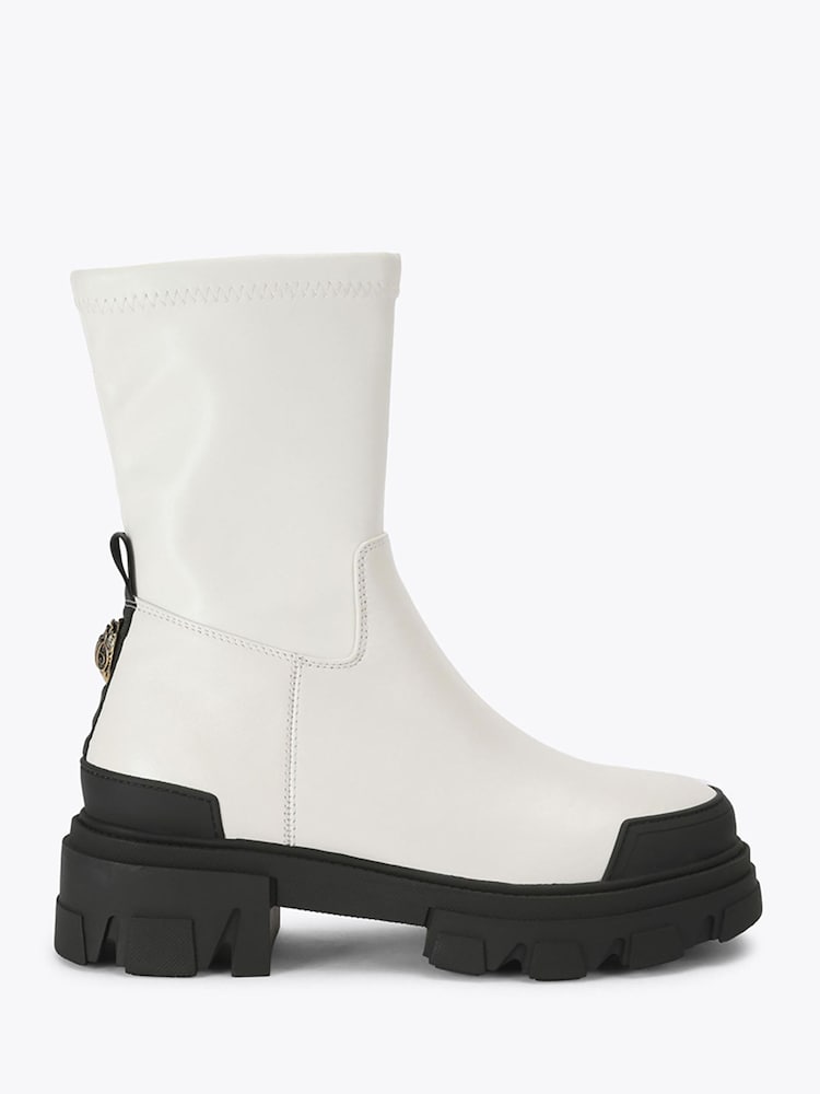 Kurt Geiger London Cream Trail Sock Leather Ankle Boots - Image 1 of 4 Kurt Geiger London Cream Trail Sock Leather Ankle Boots - Image 1 of 4