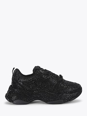 Kurt Geiger London Black Shine Runner Embellished Trainers - Image 1 of 4
