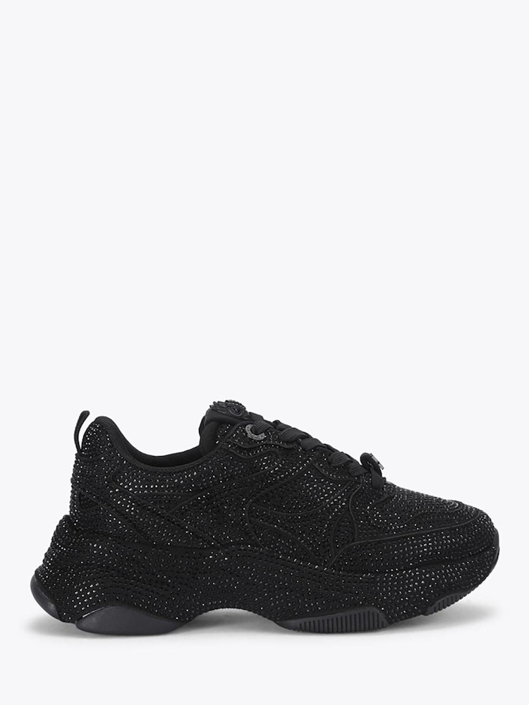 Kurt Geiger London Black Shine Runner Embellished Trainers - Image 1 of 4 Kurt Geiger London Black Shine Runner Embellished Trainers - Image 1 of 4