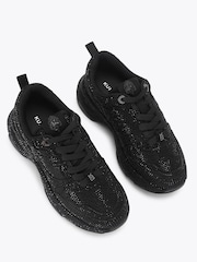 Kurt Geiger London Black Shine Runner Embellished Trainers - Image 2 of 4