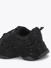 Kurt Geiger London Black Shine Runner Embellished Trainers - Image 4 of 4
