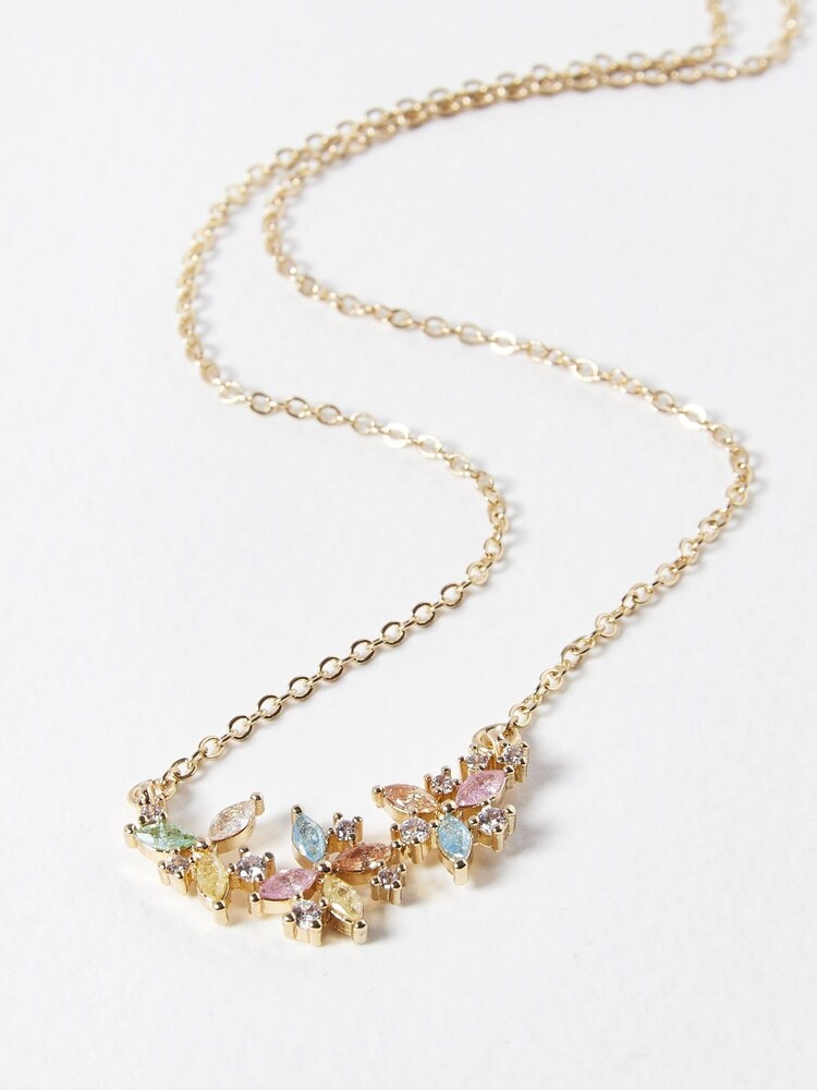 Oliver Bonas Gold Tone Nara Bead Cluster Chain Necklace - Image 1 of 6