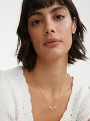 Oliver Bonas Gold Tone Nara Bead Cluster Chain Necklace - Image 2 of 6