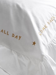 Rockett St George White 200 Thread Count Mega Frill Embroidered 100% Cotton Duvet Cover and Pillowcase Set - Image 3 of 4
