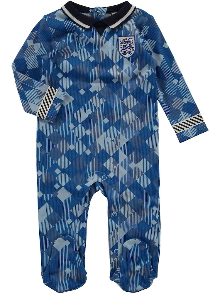 Fanatics Baby Blue England 1990 Third Kit 100% Cotton Sleepsuit - Image 1 of 1