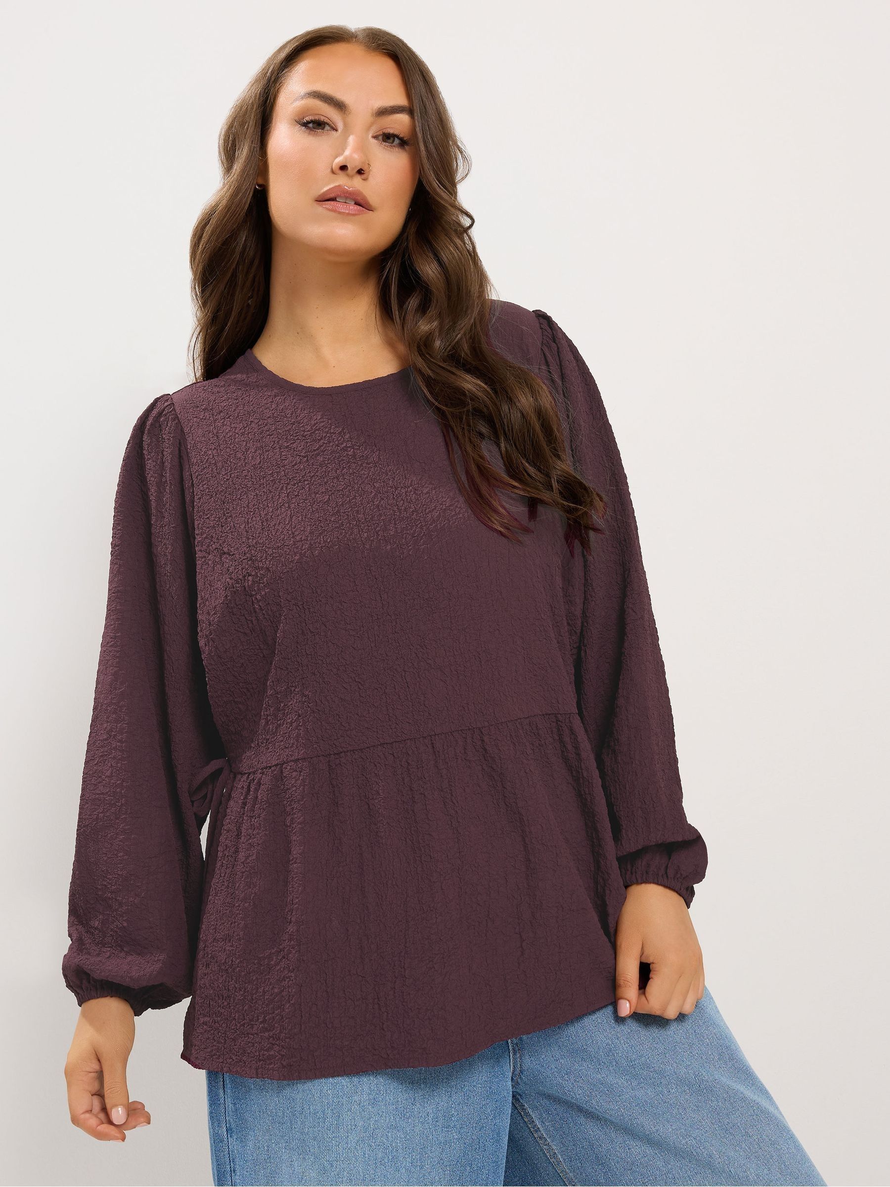 Yours Women's Purple Textured Tie Side Top In | Size: 30/32 - Image 6
