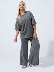 Yours Curve Grey Limited Acid Wash Seam Detail Co-Ord Top - Image 2 of 6