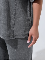 Yours Curve Grey Limited Acid Wash Seam Detail Co-Ord Top - Image 4 of 6