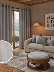 Grey Light Heavyweight Chenille Eyelet Super Thermal Curtains - Image 1 of 8