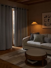 Grey Light Heavyweight Chenille Eyelet Super Thermal Curtains - Image 5 of 8