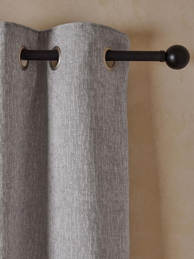 Grey Silver Heavyweight Chenille Eyelet Super Thermal Curtains - Image 7 of 7