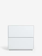 White Sloane Glass Collection Luxe 2 Drawer Wide Bedside Table - Image 5 of 9