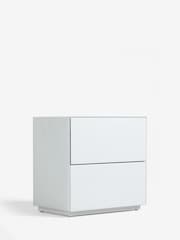 White Sloane Glass Collection Luxe 2 Drawer Wide Bedside Table - Image 6 of 9