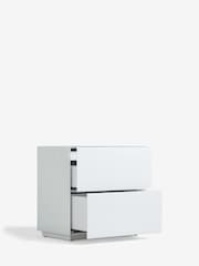 White Sloane Glass Collection Luxe 2 Drawer Wide Bedside Table - Image 7 of 9