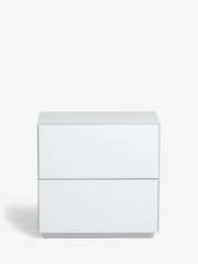 White Sloane Glass Collection Luxe 2 Drawer Wide Bedside Table - Image 8 of 9