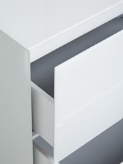 White Sloane Glass Collection Luxe 2 Drawer Wide Bedside Table - Image 9 of 9