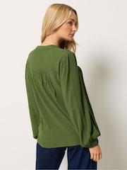 M&Co Green Crochet Insert Long Sleeve Blouse - Image 3 of 6