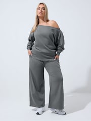 Gris - Pantalones de chándal a juego con pernera ancha Limited de Yours Curve - Imagen 2 de 6