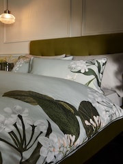 Sage Green 200 Thread Count 100% Egyptian Cotton Sateen Floral Border Duvet Cover and Pillowcase Set - Image 2 of 4