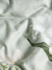 Sage Green 200 Thread Count 100% Egyptian Cotton Sateen Floral Border Duvet Cover and Pillowcase Set - Image 3 of 4