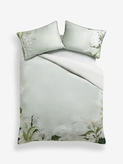 Sage Green 200 Thread Count 100% Egyptian Cotton Sateen Floral Border Duvet Cover and Pillowcase Set - Image 4 of 4