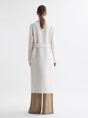 Reiss Cream Arla Relaxed Wool Blend Blindseam Belted Coat - Image 5 of 6