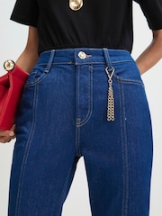 River Island Blue High Rise Bootcut Jeans with Gold Chain Charm - Image 4 of 5