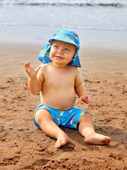 JoJo Maman Bébé Blue Shark Swim Shorts with Integral Nappy - Image 2 of 4