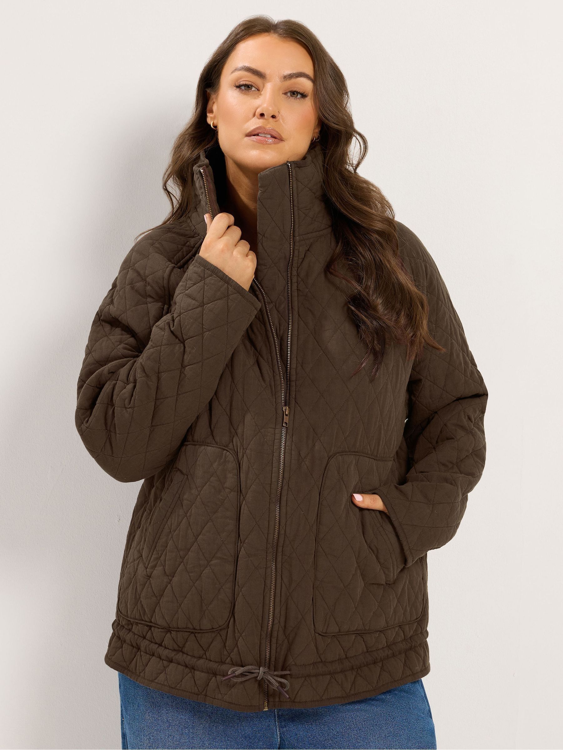 Yours Women's Lightweight Quilted Jacket in Chocolate | Size: 30-32 - Image 1