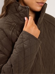 Yours Curve Brown Lightweight Cotton Quilted Jacket - Image 4 of 5