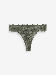 Khaki Green Thong Comfort Lace Knickers - Image 4 of 4
