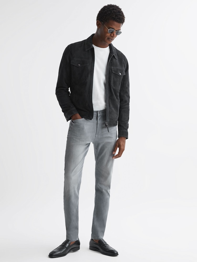 Reiss Grey Harry Slim Fit Jersey Jeans - Image 1 of 6