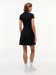 Tommy Jeans Black Ribbed Fit And Flare Mini Polo Dress - Image 2 of 5