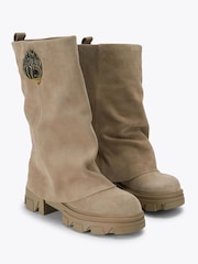 Kurt Geiger London Cream Stomp Foldover Boots - Image 3 of 5