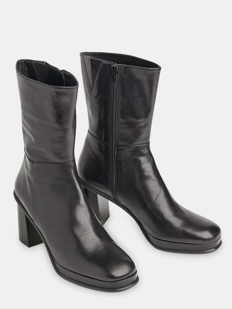 Whistles Clara Platform Heeled Black Boots - Image 2 of 4 Whistles Clara Platform Heeled Black Boots - Image 2 of 4