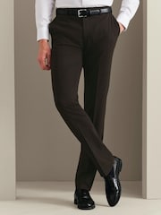Charles Tyrwhitt Brown Pow Slim Fit Ultimate Performance Suit Trousers - Image 1 of 5