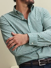 Charles Tyrwhitt Green Gingham Button-Down Stretch Washed Poplin Slim Fit Shirt - Image 2 of 5