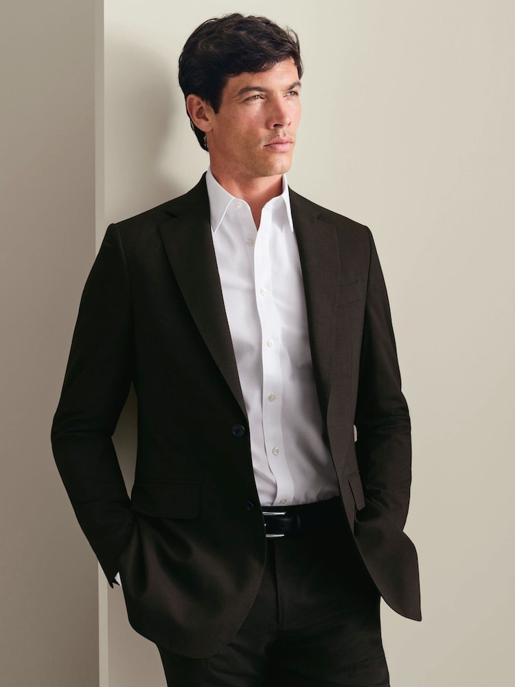 Charles Tyrwhitt Brown Slim Fit Herringbone Performance Suit Jacket - Image 1 of 6 Charles Tyrwhitt Brown Slim Fit Herringbone Performance Suit Jacket - Image 1 of 6