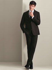 Charles Tyrwhitt Brown Slim Fit Herringbone Performance Suit Jacket - Image 5 of 6