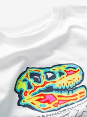 أبيض جمجمة Dino - تيشرت تلبيس مريح بكُم قصير مزين بطبعة جرافيك (3-16 سنة) - صورة 3 من 3