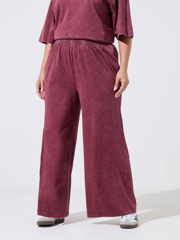 Yours Curve Red Limited Acid Wash Wide Leg Co-Ord Trousers - Image 2 of 6 Yours Curve Red Limited Acid Wash Wide Leg Co-Ord Trousers - Image 2 of 6