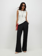 River Island Black Soft Crepe Wide Leg Trousers - Image 1 of 4